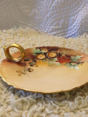 ANTIQUE/VTG Hand Painted Porcelain cabinet plate Cottagecore ring tray German